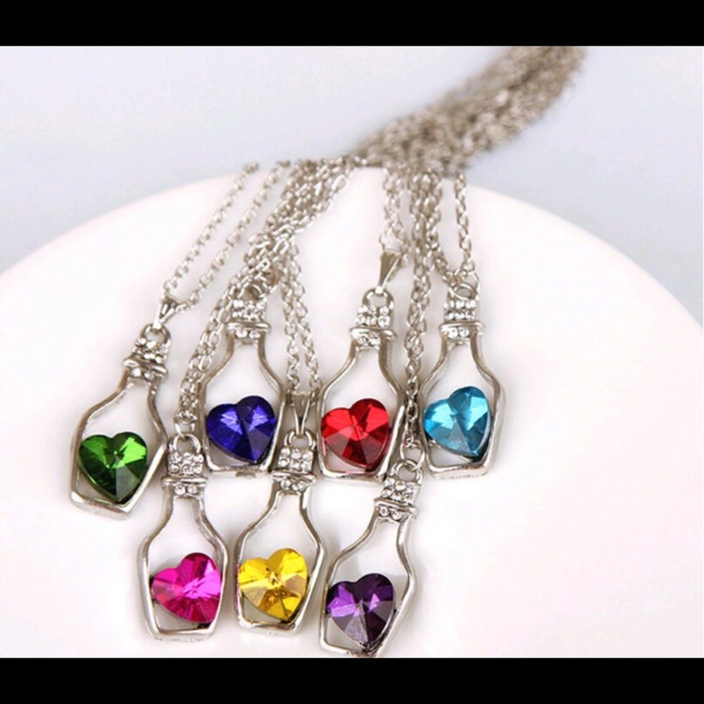 Wish Bottle Heart ❤️ Pendant Necklace